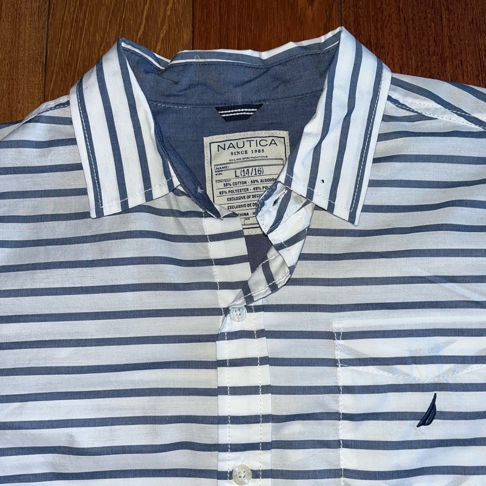 Nautica Blue/White Button Down